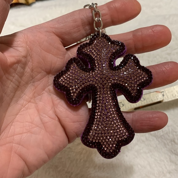 Rhinestone crystal cross keychain NEW purple - Picture 11 of 15